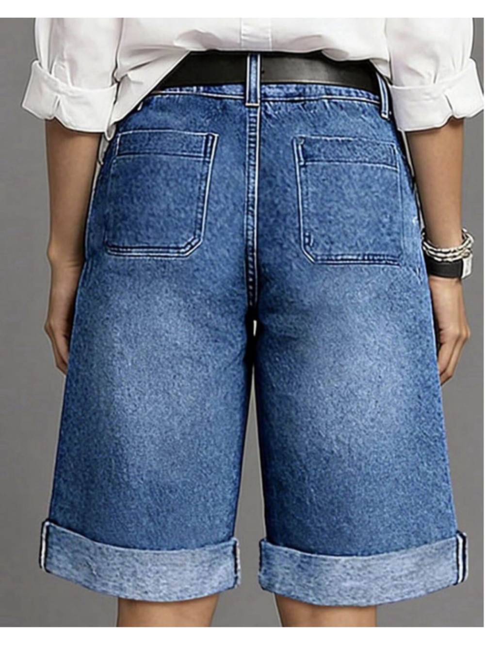 Flamingals Mid Rise Denim Bermuda Shorts L - Picture 2 of 8